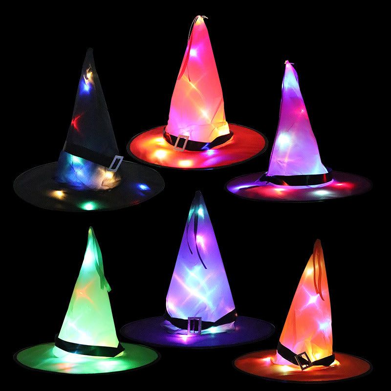 Halloween Hat Halloween Party Decoration Props LED Light Witch Hat Wizard Witch Hat Wizard Hat