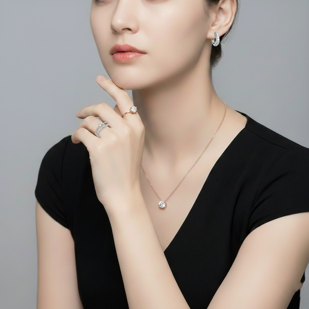 S925 Sterling Silver Gold Plated Zircon Clavicle Necklace NYSHK